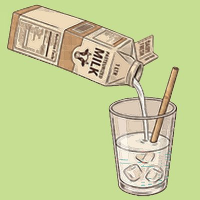 Milk poured over ice